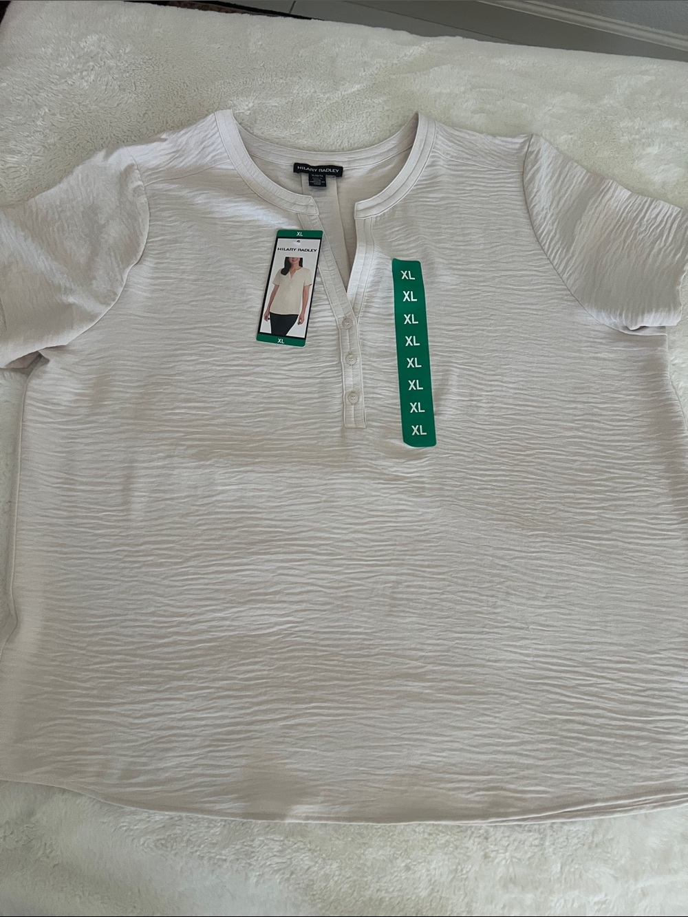 NWT HILARY RADLEY Women's Summer V-neck Blouse XL Cream - Picture 7 of 16